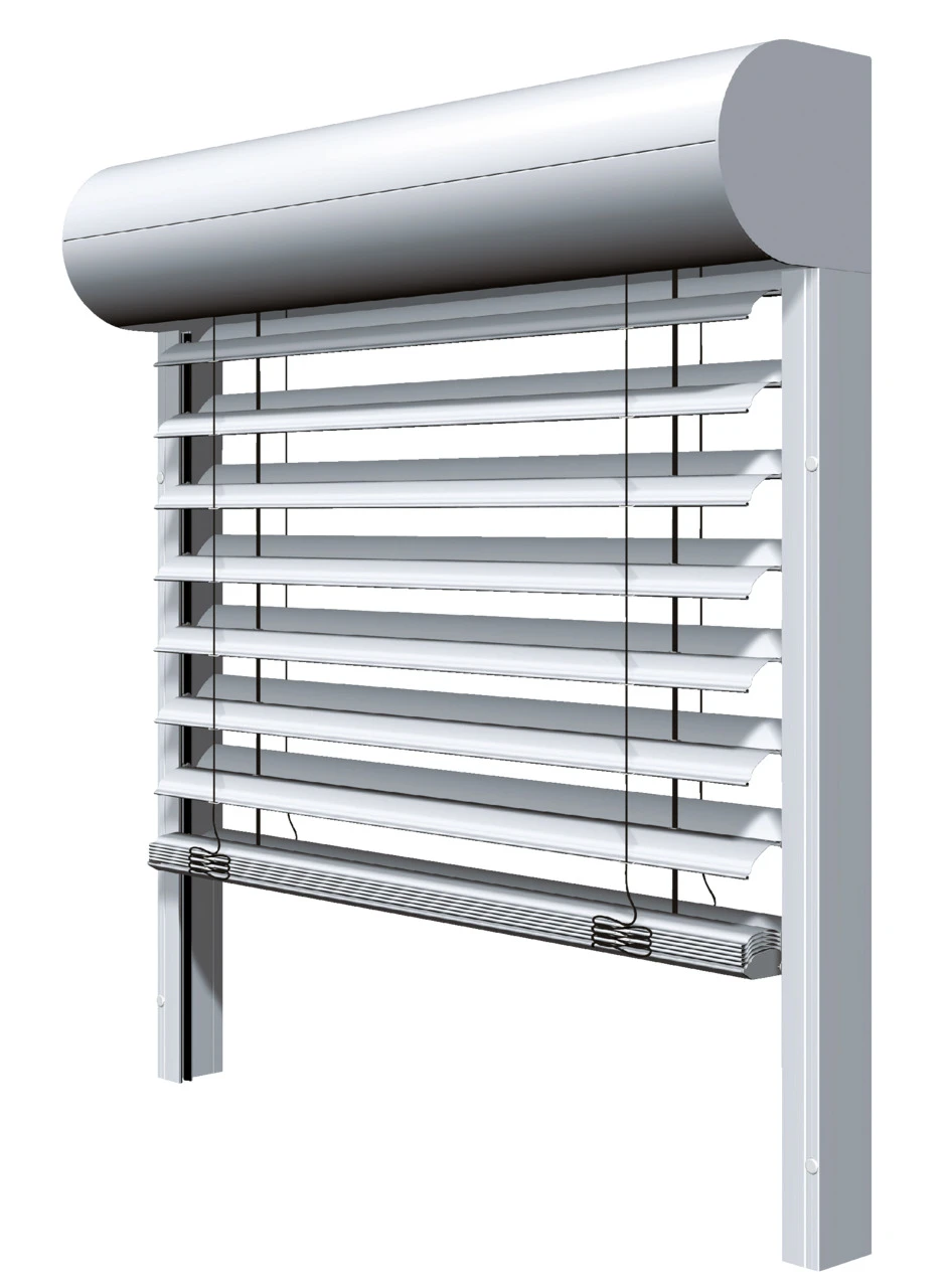 Moderne Außenjalousie in silberner Farbe